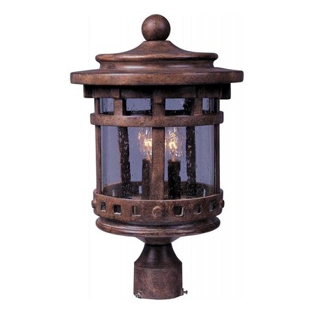 Maxim Three Light Sienna Seedy Glass Post Light 40036CDSE